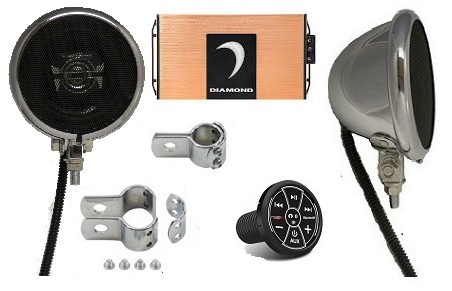 PLATINUM 4 Inch Chrome Motorcycle Speaker System BLUETOOTH EDITION