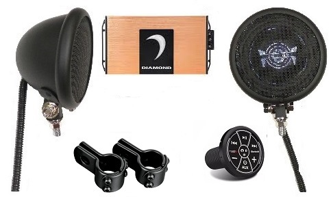 Platinum 4 Inch Black Motorcycle Speaker System BLUETOOTH EDITION